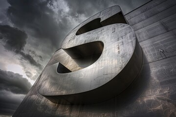 Poster - A large metal letter against a cloudy sky
