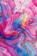 Poster - A detailed view of a mixed media artwork featuring pink and blue colors, suitable for use in design or as an artistic concept