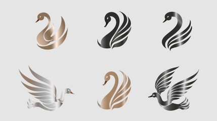 Poster - Four swan logos on a white background, ideal for corporate branding or marketing materials