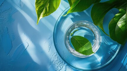 Poster - A clear glass vase filled with a single leaf