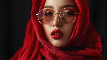Aufkleber - A person wearing glasses and a red scarf, possibly a student or artist