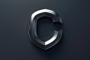 Poster - A single chrome letter C on a black background