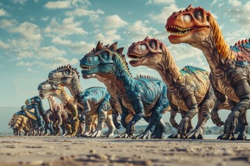 Poster - Prehistoric creatures strolling along the shore