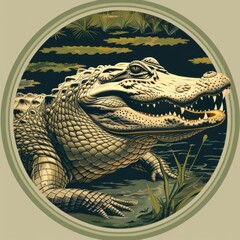 Poster - An alligator swimming underwater, useful for wildlife or nature themes