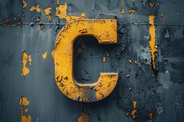 Poster - Close-up shot of the letter C on a rusted metal surface