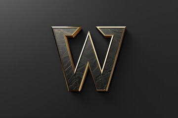 Poster - A gold letter W on a black background, ideal for use in designs and graphics where a bold and elegant font is needed