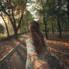 Poster - woman walking in the park