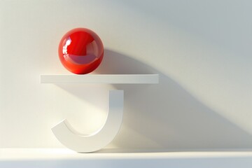 Poster - A red ball sits atop a white shelf, ready for use or display