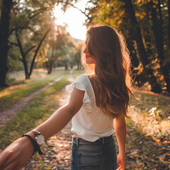 Canvas Print - woman walking in the park