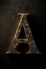 Poster - A gold letter sits on a black background, simple and elegant