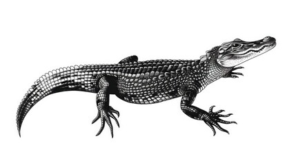 Poster - A simple illustration of an alligator in monochrome colors
