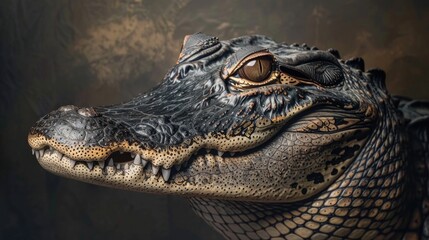 Poster - A close-up view of a statue of an alligator