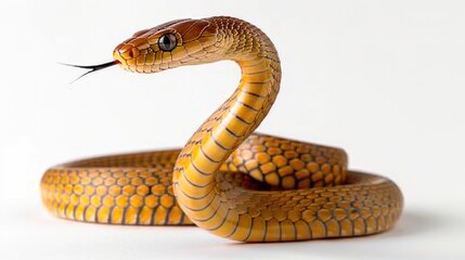 Poster - A close-up shot of a snake's head and body on a white background