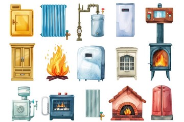 Poster - Image shows various types of kitchen appliances and stoves from different angles, suitable for use in lifestyle or product photography