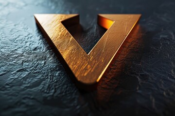 Poster - A close-up shot of a wooden letter V on a table, ideal for use in designs and layouts requiring a unique letter or symbol
