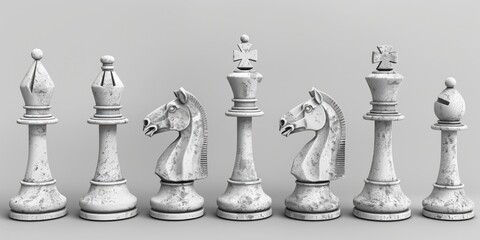 Poster - A collection of chess pieces placed together, perfect for depicting a game or strategy in action