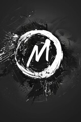 Aufkleber - A black and white photograph of the letter M