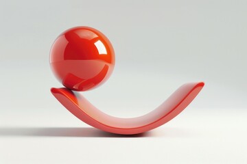 Poster - A bright red ball sits atop a curvaceous surface, its vibrant color standing out against the neutral background