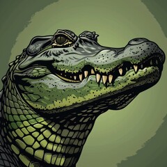 Poster - A close-up image of a crocodile's head with its mouth open, ready to catch prey