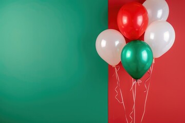 Wall Mural - A colorful mix of red, white, and green balloons for celebrations or decorations