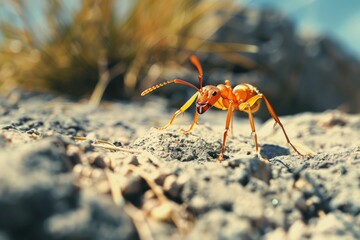 Wall Mural - A small insect sits on top of a rock