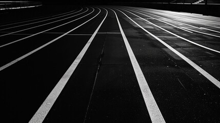 Poster - A classic black and white image of old train tracks