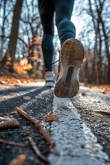 Aufkleber - A close-up shot of a person walking on a road