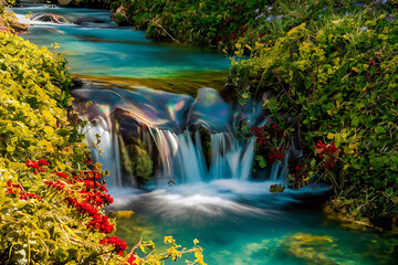 Poster - waterfall in the mountains