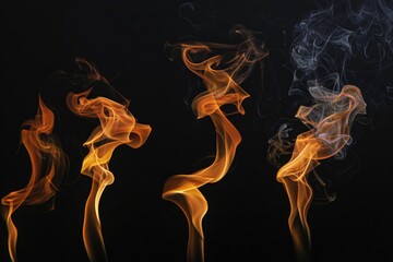 Canvas Print - A group of smoke sticks rising into the air from multiple sources