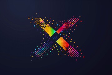 Poster - Colorful letter X on a dark background