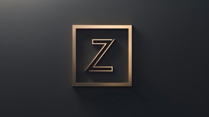 Poster - A close-up shot of a gold-framed letter Z on a black wall
