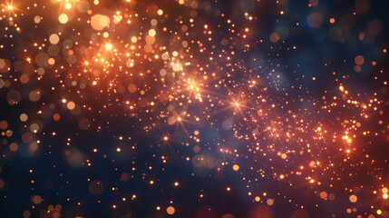 Poster - Sparkling particles and glitter in a cosmic bokeh effect digitally illustrated