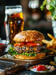 Poster - Close up of a delicious hamburger