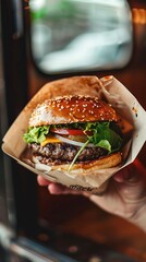 Poster - Close up of a delicious hamburger