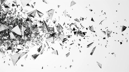 Poster - A close-up of shattered glass with various pieces scattered on the ground, suitable for use in crime scene or detective stories