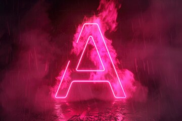 Poster - A single neon light forms the shape of a letter against a dark, black background