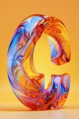 Poster - A bright and cheerful illustration of a glass letter C on a sunny yellow background
