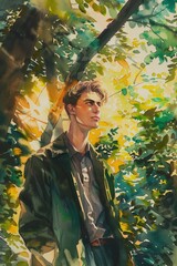 Poster - A person stands under the shade of a tree