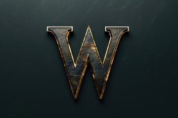 A detailed view of the letter W on a dark background, suitable for use in graphic design or educational materials