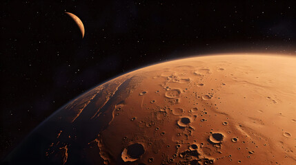 Wall Mural - a view of the surface of the planet with a star in the background.