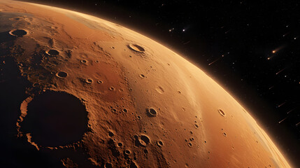 Wall Mural - a view of the surface of the planet with a star in the background.
