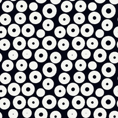 Wall Mural - Polka dot paint brush seamless pattern. Freehand grunge design background. Circle, bubble motif modern minimal ornament. Handdrawn doodle geometric print. Artistic hand drawn abstract vector wallpaper
