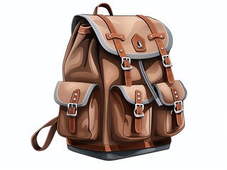 Backpack, isolate on white background, dicut PNG style