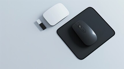 Wall Mural - A sleek wireless mouse and a mouse pad on an isolated background