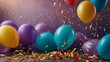 © JH Virtuell - Vibrant Birthday Celebration Frame with Balloons and Ribbons