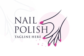 Wall Mural - Manicure nails Beauty Logo nails art Premium Vector