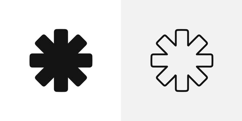 Black and white icon of an asterisk often used to denote importance or special notes