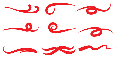 Fototapete - Swoosh and swash typography tails shape. Underline retro swoop wave line for athletic tshirt. Vector strockes set