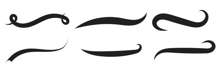 Fototapete - Swoosh and swash tails line and flat collection. Swooshes text tail for baseball design. Sports swash underline shapes set in retro style. Swish typography font element for athletics, football