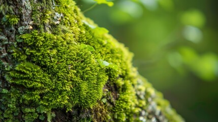 Poster - Abundant green moss coating a tree